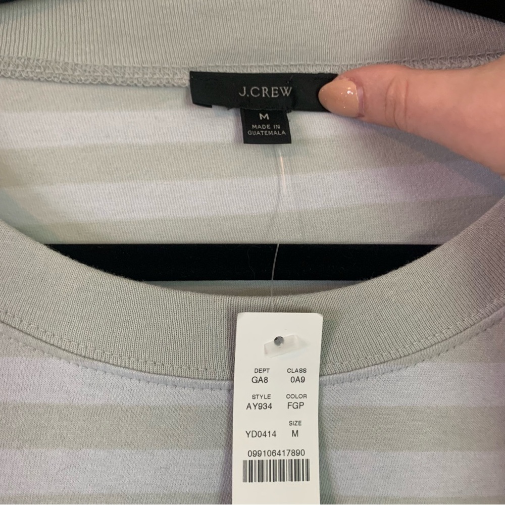 NWT J. Crew Men’s Sage Striped Long Sleeve Shirt, size M - Picture 2 of 7